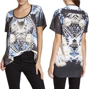 NWOT Religion Graphic Tee T-Shirt Sz.M Oversized Hi-Lo Short Sleeve Grunge Biker